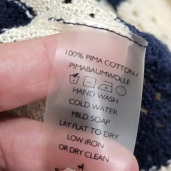 Peruvian Connection Womens Pima Cotton Long Sleeve Mesh Top Size S Stripe Preppy - Picture 9 of 9